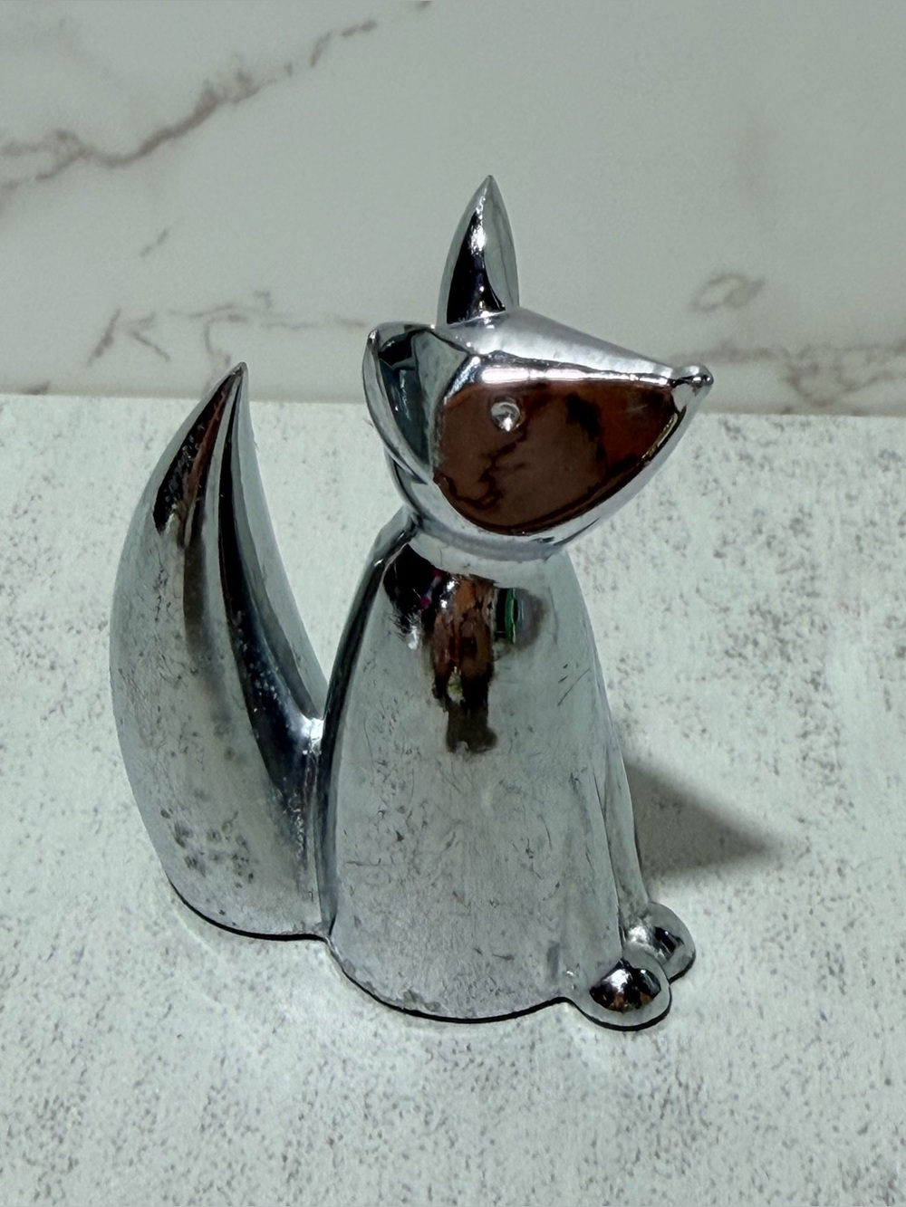 Umbra Chrome Silver Fox Decorative Accent Figurine ring holder